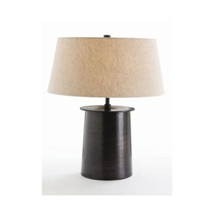 Base de lampe de table en métal martelé argenté antique avec abat-jour en lin pour l'éclairage domestique et hôtelier et la décoration de chambre à coucher - Product Image 4