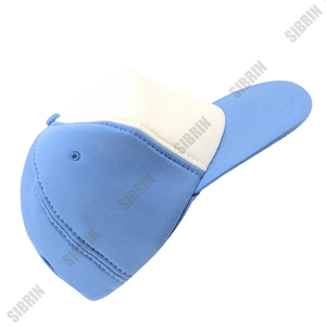 SIBRIN Custom Logo Unisex 6-Panel Baseball Cap White Blue Color Cotton Twill Fabric Premium Baseball <b>Hat</b> <b>Flat</b> Brim Snapback - Product Image 3