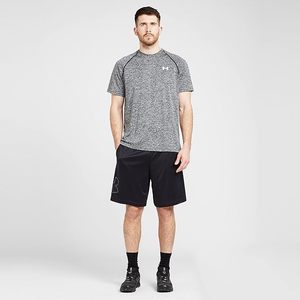 Shorts Bermuda noirs pour hommes, taille élastique, séchage rapide, tricotés, décontractés, avec poches, logo sur la jambe gauche - Product Image 2
