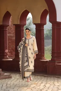 Colección de Verano Safaa TALAH - Tela de Algodón Premium Sin Coser para Vestidos |   Trajes Chikankari Tejidos con Motivos Florales al por Mayor - Product Image 3