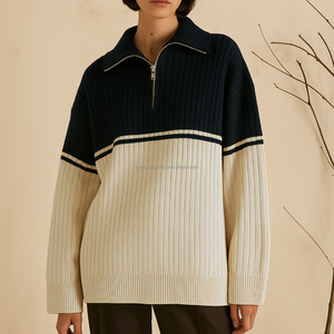 Cárdigan de punto grueso de lana/acrílico transpirable para hombre, estilo chaqueta con cremallera y cierre de botones cubiertos, ideal para invierno. Venta al por mayor. - Product Image 4