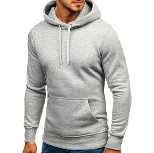 Sudadera con Capucha de Forro Polar para Invierno, Talla Americana, de Poliéster/Algodón, con Bordado Personalizado de Alta Calidad, Color Gris Jaspeado para Hombre - Product Image 2