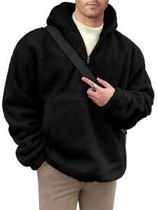 Sudadera con capucha de invierno para hombre, de poliéster/algodón, forro polar, estilo oversize, con media cremallera, ecológica, de calidad, venta al por mayor - Product Image 3