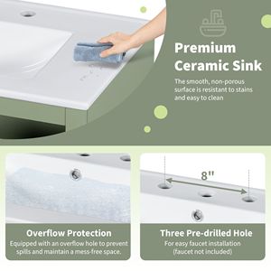 Mobile da Bagno da 30 Pollici con Ante a Chiusura Morbida, Ripiani Regolabili e 3 Cassetti - Product Image 6