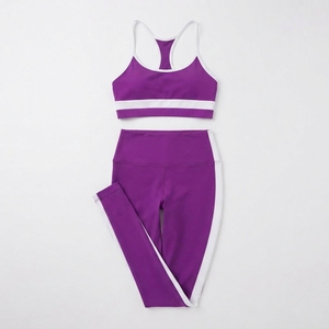 Ensemble de yoga une pièce pour femme adulte, nouvelle collection, haute qualité, couleur unie, grandes tailles, avec brassière sans manches, short et legging de sport - Product Image 4