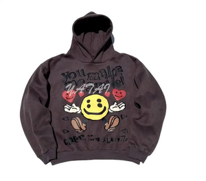 Hoodie Unisexe Hiver Noir 100% Coton Uni Lavage Effet Pulvérisé Strass Coupe Classique Doublé Écologique Tricoté 370g Respirant - Product Image 2