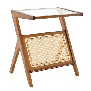 Tavolino da esterno Boho con portariviste e piano in vetro temperato - Product Image 4