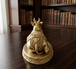 Ídolo de Nandi chapado en latón puro de Jaipur Metals |   Estatua Hindú Hecha a Mano 100% en Latón |   Regalo para el hogar, la oficina y la ceremonia Pooja |   10x6x6 cm |   198g - Product Image 4