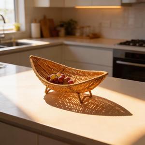 ตะกร้าผลไม้ทรงเรือสานจากหวาย เหมาะสำหรับจัดระเบียบห้องครัวและตกแต่ง ขายส่งจากอินเดีย - Product Image 3