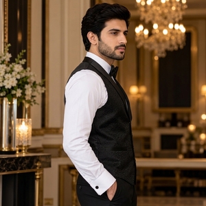 Chaleco Formal para Hombre con Tela de Traje Suave, Paneles Frontales Estructurados, Correa Ajustable en la Cintura, Cierre Clásico con Botones y Diseño Refinado - Product Image 3