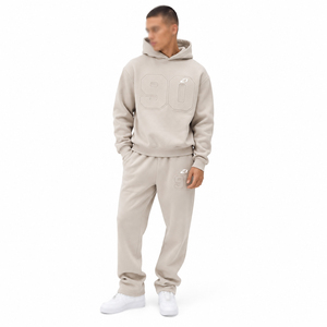 Survêtement à capuche gaufré pour homme de haute qualité en molleton de coton, coupe décontractée, style universitaire, deux pièces, respirant, avec logo personnalisé - Product Image 1