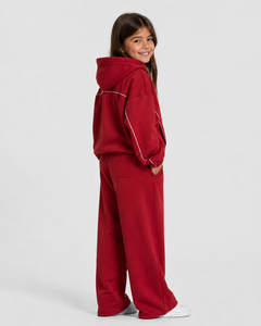 Ensemble de survêtement personnalisé pour filles avec motif cerise, survêtement en polaire surdimensionné pour filles, ensemble sweat à capuche et pantalon de jogging pour filles, survêtement décontracté pour enfants - Product Image 2