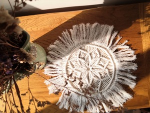 Premium Handmade Floral Macrame Table <b>Mat</b> Round Fringe Placemat for Restaurant Cafe and Dining Styling Wholesale From India - Product Image 5