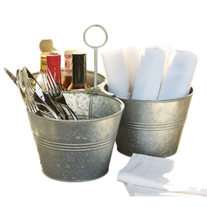 Organisateur de couverts vintage en métal galvanisé à six compartiments avec poignée, style ferme, pour cuisine et table, usage domestique - Product Image 4