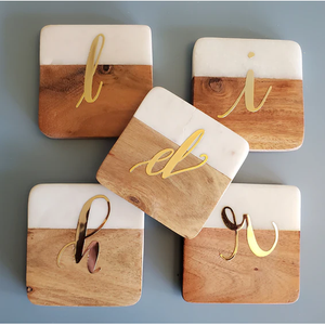 Sous-verres faits main de style moderne, écologiques, en marbre avec personnalisation, durables, lavables, en bois pour la salle à manger - Product Image 1