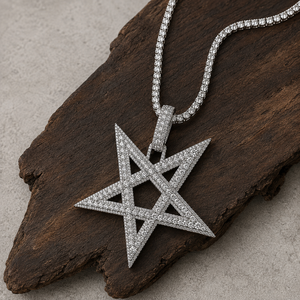 Collar con Colgante de Estrella de 5 Puntas Estilo Hip Hop, con Incrustaciones de Moissanita, Personalizado - Product Image 1