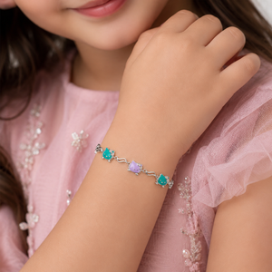925 Sterling Silver Cartoon Cat <b>Anklet</b> with Color Enamel Accents High Polish Cute Animal Style Jewelry for Girls Kids Daily Wear - Product Image 1