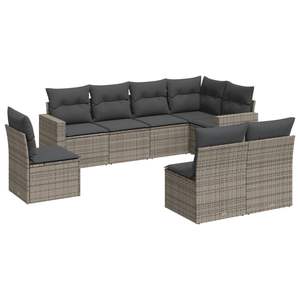 Grande Set di Divani da Giardino in Rattan PE Grigio, Arredamento da Patio con Modularezza Elegante - Product Image 2