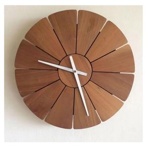 Modern Two Tone Wooden Hanging Wall <b>Clock</b> with Slatted Design Silent Mechanical <b>Movement</b> Handmade Home Decor | Wholesale. - Product Image 4