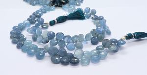 AAA Moss Aquamarine Faceted Heart Shape <b>Beads</b> Moss Aquamarine Side Cut Heart Briolette 8 Inch Aquamarine Gemstone <b>Beads</b> Jewelry - Product Image 2