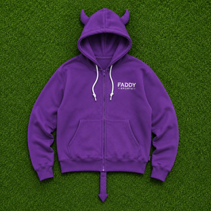 Custom Purple Devil Horns Zip Up Hoodie Streetwear Y2K <b>Gothic</b> Horned Sweatshirt Heavyweight Fleece Unisex Full Zip <b>Jacket</b> Men - Product Image 2