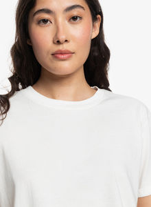 T-shirt uni blanc 100 % coton pour femme, col rond, manches courtes, couleur unie, streetwear, vente en gros, OEM, logo personnalisé, tee-shirt décontracté basique - Product Image 2