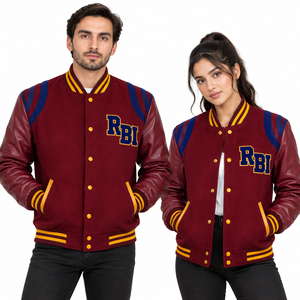Blouson universitaire réversible en laine de baseball personnalisé, style Letterman, respirant, avec logo brodé fini, qualité supérieure - Product Image 1
