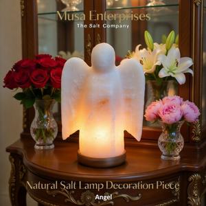 Lámpara de Sal Rosa del Himalaya Natural, Hecha a Mano, Portátil, Decorativa con Forma de Ángel, Luz Nocturna de Cristal, Purificadora de Aire, Energía Curativa para el Hogar - Product Image 4