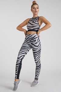 2026 Best High Waist Full Length Zebra Print Yoga <b>Leggings</b> Women Spandex Polyester Elastic Waist Four-Way Stretch <b>Flared</b> Leg - Product Image 5