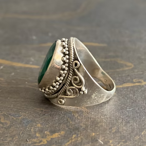 Designer Cut <b>Emerald</b> Gemstone 925 Sterling <b>Silver</b> <b>Ring</b> Wholesale Oval Shape Stone Vintage Style Jewelry For Men - Product Image 2
