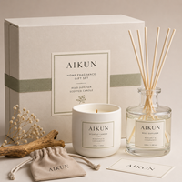 Ensemble cadeau diffuseur de parfum AIKUN avec bouteille en verre épais et récipient en céramique mate pour la décoration de la maison