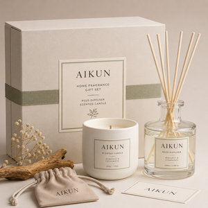 ชุดของขวัญน้ำหอมกระจายกลิ่น AIKUN พร้อมภาชนะเซรามิกเคลือบด้าน และขวดแก้วหนาสำหรับตกแต่งบ้าน - Product Image 1