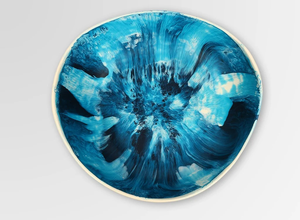 Moderna y Elegante Ensaladera de Resina de Grado Alimenticio con Acabado Pulido, Textura de Mármol Aqua Swirl, Color Personalizado, Ecológica, Libre de BPA, Hecha a Mano - Product Image 3