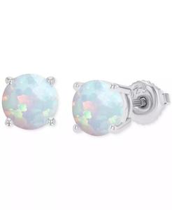 Orecchini a vite tonda con opale coltivati in laboratorio (5/8 ct. T. w.) | Del primato - Product Image 1