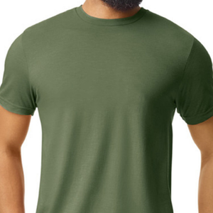T-shirt homme vert olive de qualité supérieure, coupe classique, en jersey de coton, col rond, couleur unie, design simple, en vente - Product Image 4