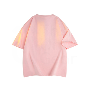 Camiseta de Algodón Rosa Extra Grande para Hombre, Manga Corta, Cuello Redondo, Estilo Jersey de Punto, Color Sólido, Casual - Product Image 2