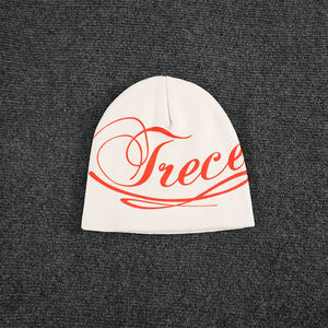 Bonnet blanc avec lettres brodées, design unisexe, style streetwear, bonnet d'hiver 56-58CM - Product Image 2