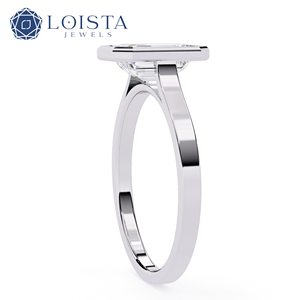 Anillo de Compromiso LOISTA con Diamante Corte Esmeralda Platino, Clásico para Mujer, Certificado GIA, Color D, Piedra Natural - Product Image 3