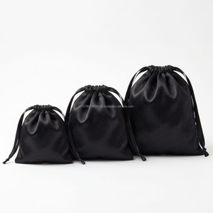 Bolsa de Satén de Seda Negra Resistente con Cordón, Bolsa Elegante Reutilizable, Bolsa para Joyería, Bolsa para Regalo con Logotipo Personalizado - Product Image 2