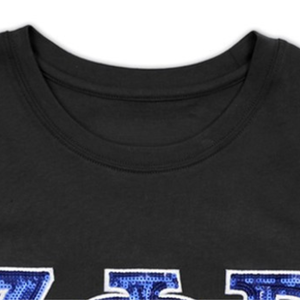 T-shirt à manches longues Zeta Phi Beta avec patch à sequins, noir, lettres grecques, vêtement de sororité, haut en coton élégant, coupe premium - Product Image 4
