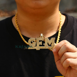 Pendentif lettre G.F.M en argent 925 et moissanite, plaqué rhodium, style hip-hop, unisexe, à porter au quotidien - Product Image 4