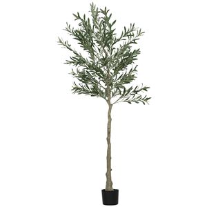 Arbre d'olivier artificiel d'intérieur de 6 pieds avec feuilles et fruits en soie, plante artificielle en pot pour la maison ou le bureau, salon - Product Image 1