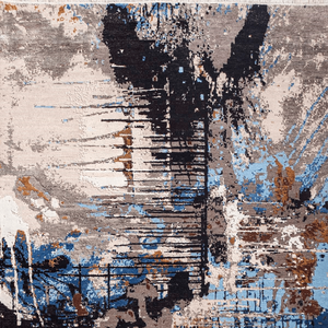 Tapis d'intérieur sur mesure en laine et soie noué à la main - Tapis moderne abstrait à poils ras pour intérieurs haut de gamme - Product Image 3