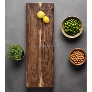 Tabla de servir redonda de madera de mango de lujo, hecha a mano, bandeja de madera gruesa para cortar queso, pan, pizza y frutas - Product Image 6