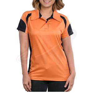 <b>Orange</b> Color Blocked <b>Polo</b> Shirt Short Sleeve Knitted Quick Dry Casual 100% Polyester Plus Size Women's <b>Polo</b> T Shirts - Product Image 1