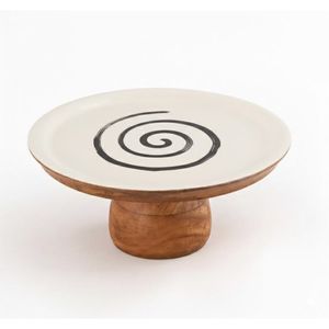 Modern Wood Cake Stand Decorative Dessert Display Pedestal White Round 12Inch Cake Holder for Wedding Party <b>Tabletop</b> Cake Stand - Product Image 1