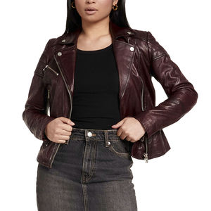Top Premium Quality Leather <b>Western</b> <b>Jacket</b> Custom Logo Design Women's Slim Fit Zipper Closure Unique Clothing - Product Image 3