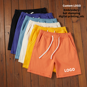 Shorts de sport pour homme en coton biologique et spandex 180g, écologiques, à séchage rapide, respirants, avec cordon de serrage, coupe ample, couleur unie, style décontracté. - Product Image 1