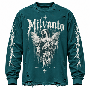 Camiseta Verde de Manga Larga, 100% Algodón, Personalizada, de Alta Calidad, 250 GSM, Estilo Desgastado, para Marcas de Ropa Urbana - Product Image 1