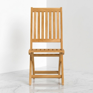 Chaise de plage pliante en teck classique, portable, avec dossier à lattes courbées et cadre à pieds droits solides, siège d'extérieur pliable pour la plage - Product Image 4
